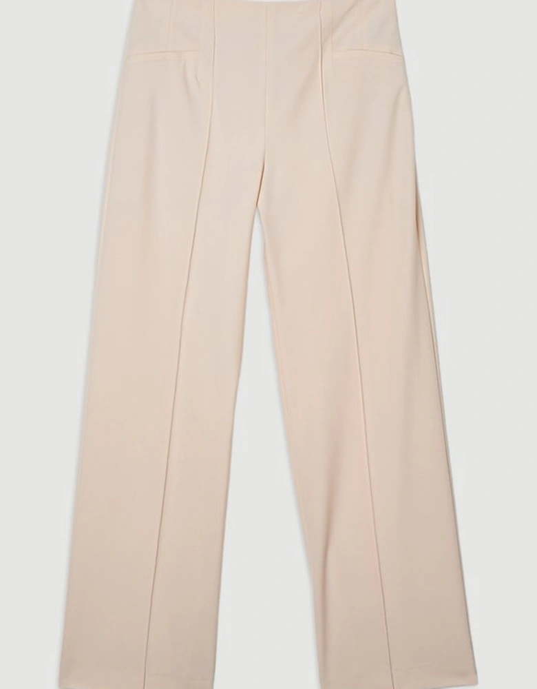 Compact Stretch Pocket Detail Tailored Wide Leg Trouser