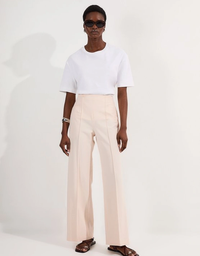 Compact Stretch Pocket Detail Tailored Wide Leg Trouser