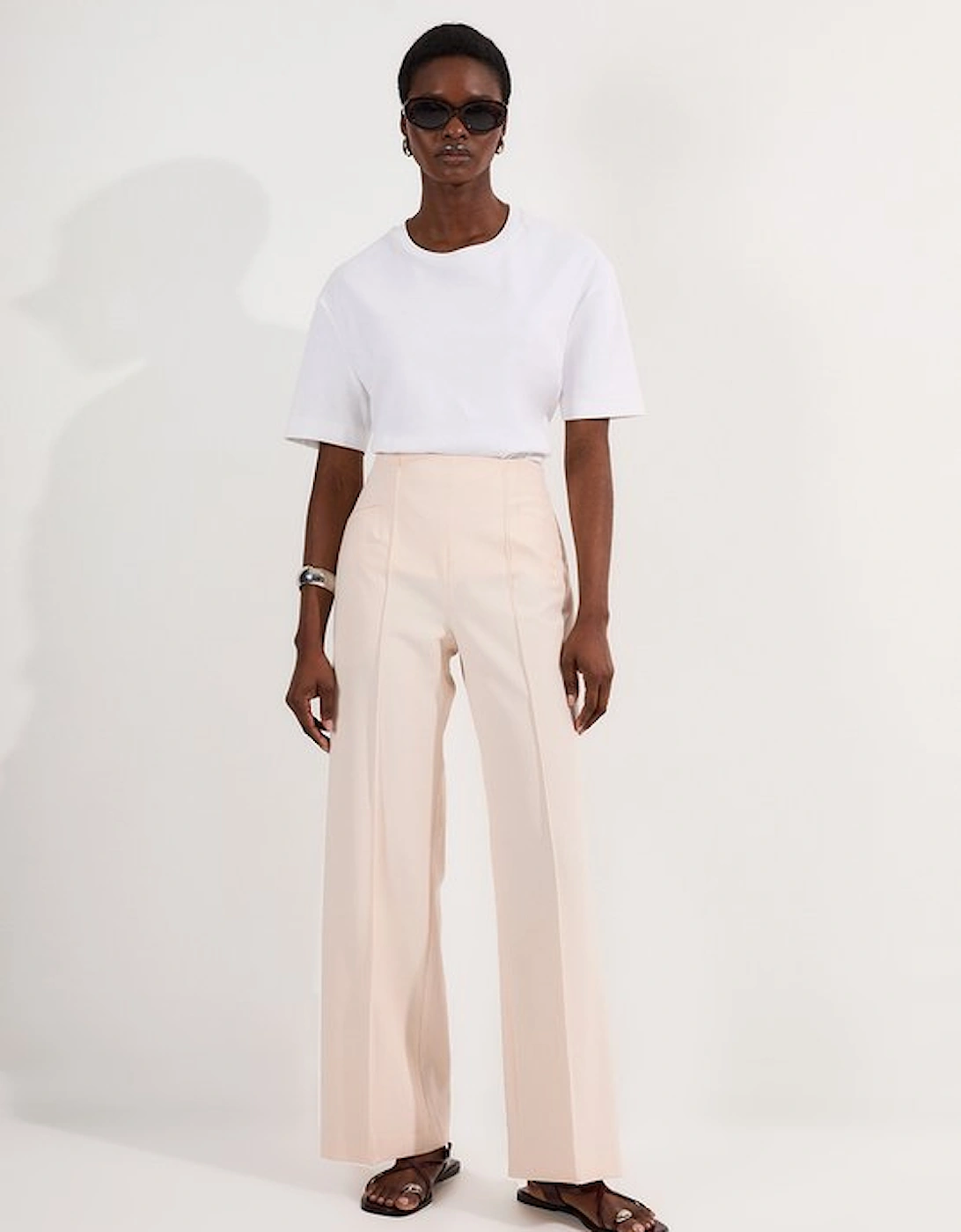 Compact Stretch Pocket Detail Tailored Wide Leg Trouser, 5 of 4