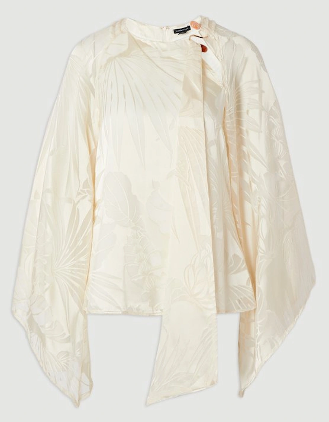 Tall Devoure Flared Sleeve Woven Blouse With Trim Detail