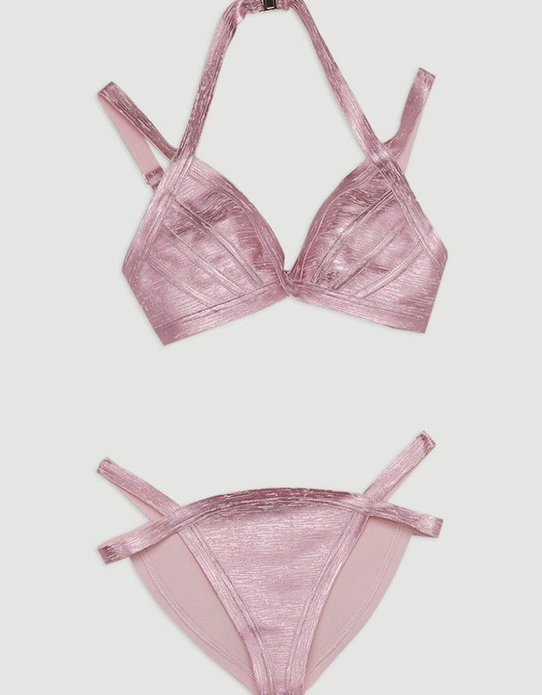 Foiled Bandage Double Strap Bikini Bottoms
