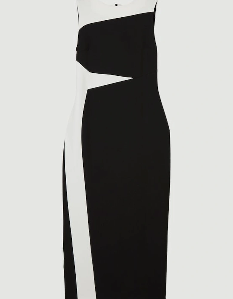 Clean Tailored Colour Block Pencil Midi Dress