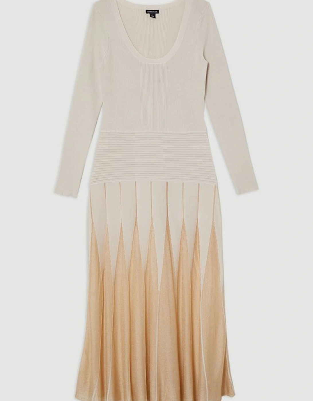 Slinky Knit Scooped Neck Sheer Detail Maxi Dress