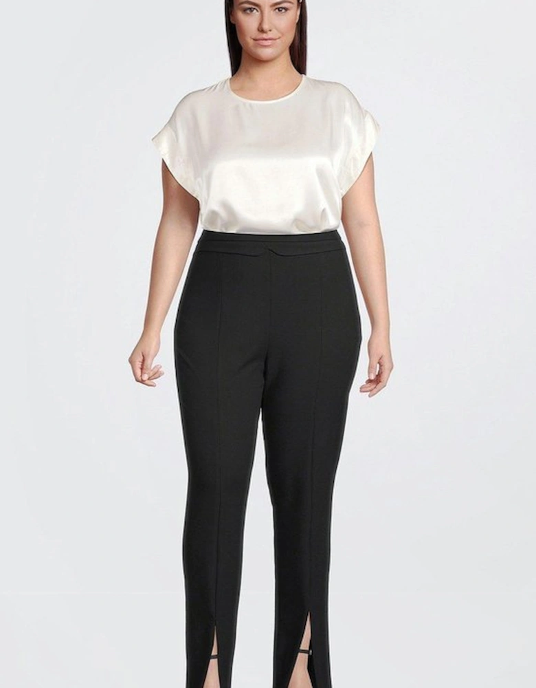 Plus Size Tailored Compact Stretch Split Hem Straight Trouser