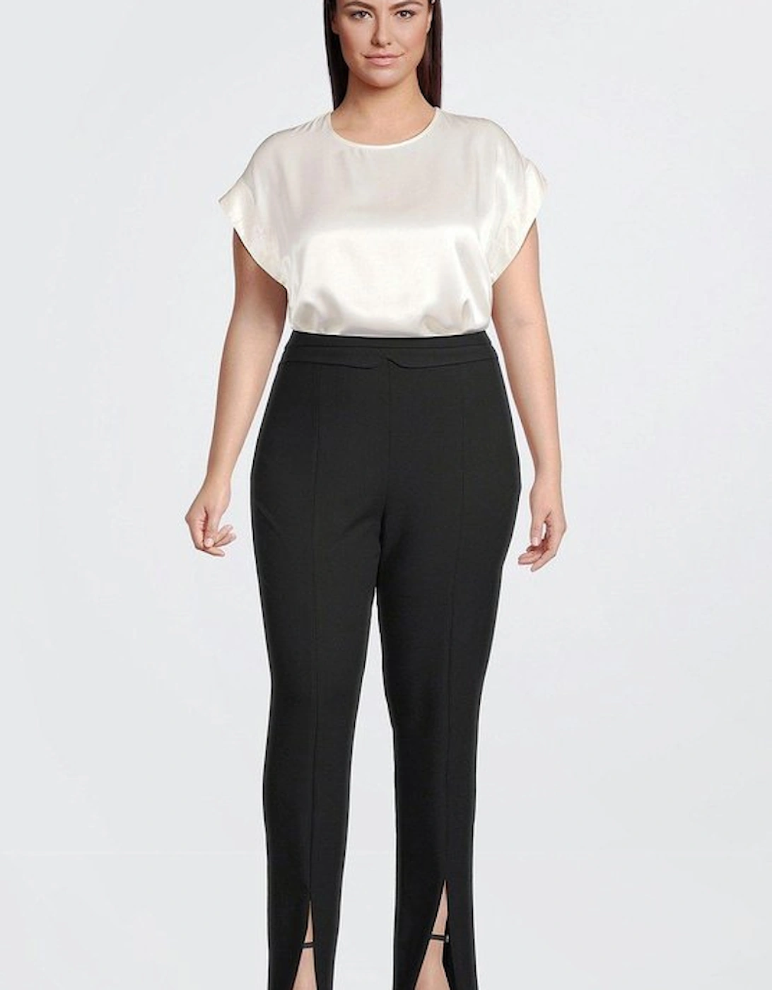Plus Size Tailored Compact Stretch Split Hem Straight Trouser