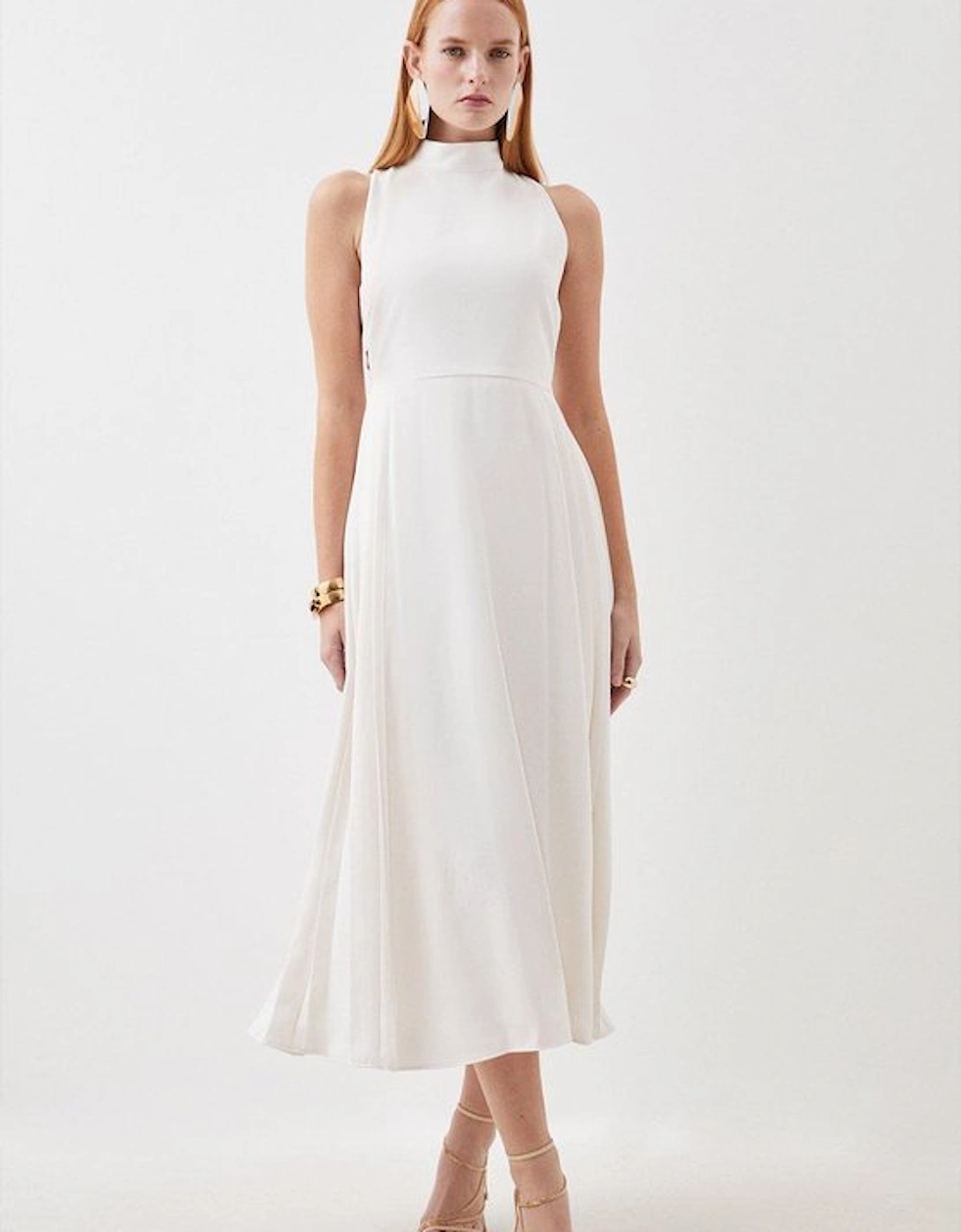 Soft Tailored Pleated Panel Maxi Dress, 5 of 4