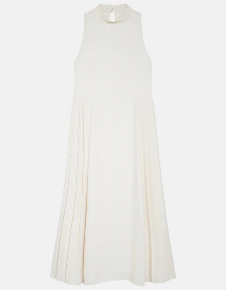 Soft Tailored Pleated Panel Maxi Dress