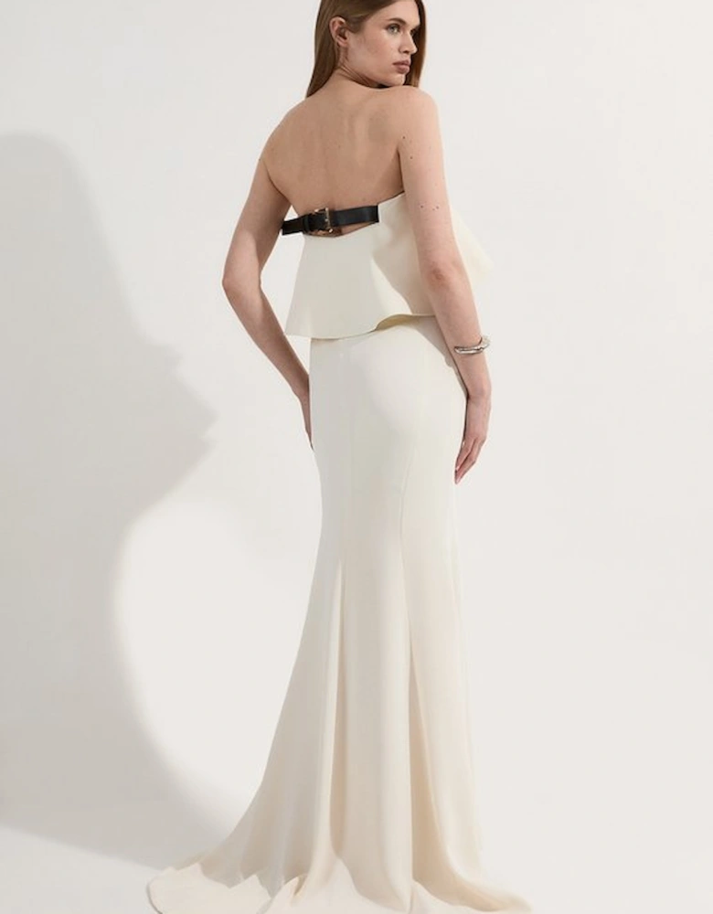 Soft Tailored Peplum Bandeau Tailored Maxi Dress