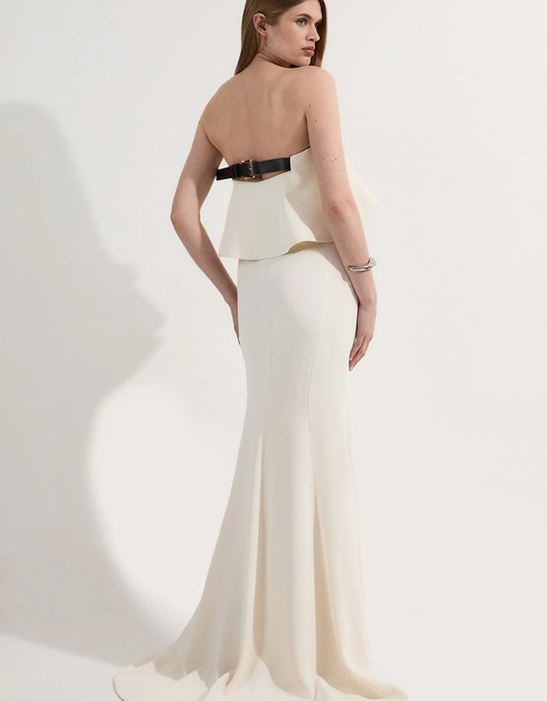 Soft Tailored Peplum Bandeau Tailored Maxi Dress, 5 of 4