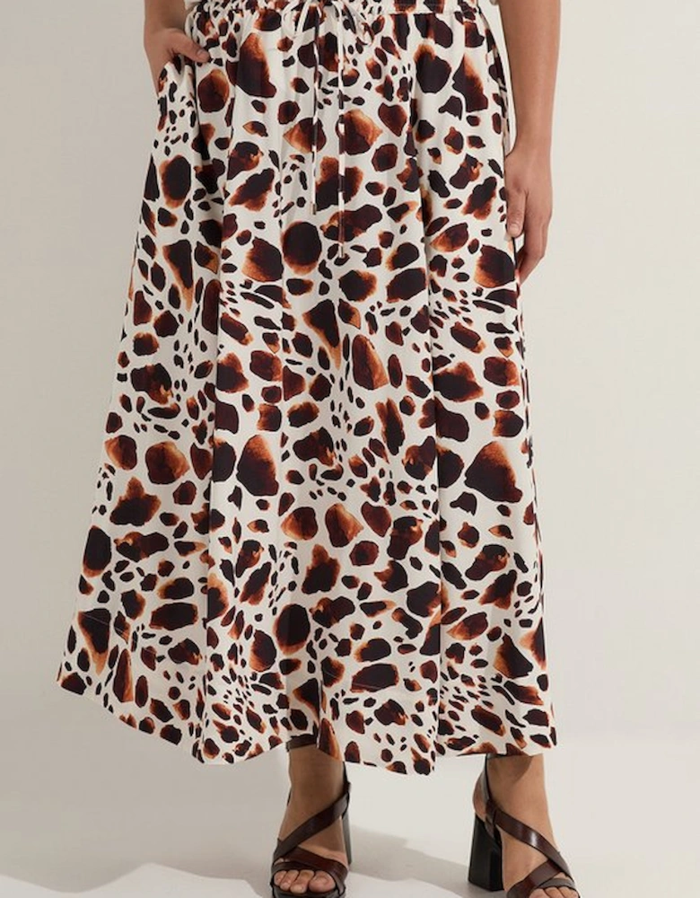 Plus Size Premium Viscose Linen Tie Waist Woven Skirt