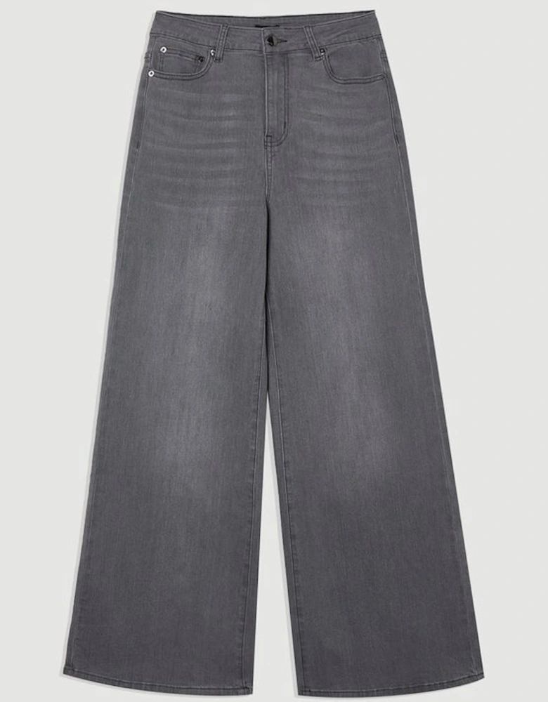 Stretch Denim Wide Leg Jean