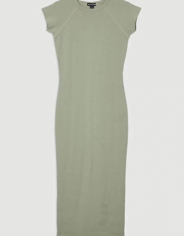 Compact Jersey Rib Cap Sleeve Maxi Dress