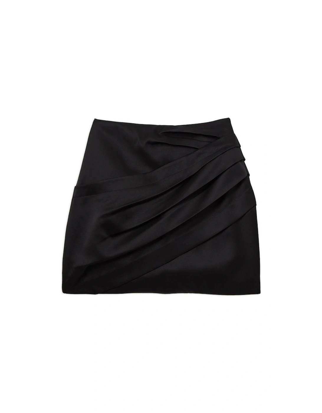 Structured Viscose Satin Tailored Ruched Mini Skirt