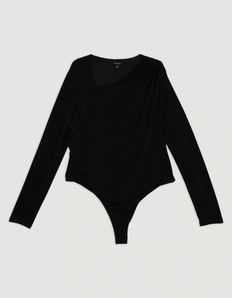 Plus Size Jersey Crepe Long Sleeve Ruched Bodysuit
