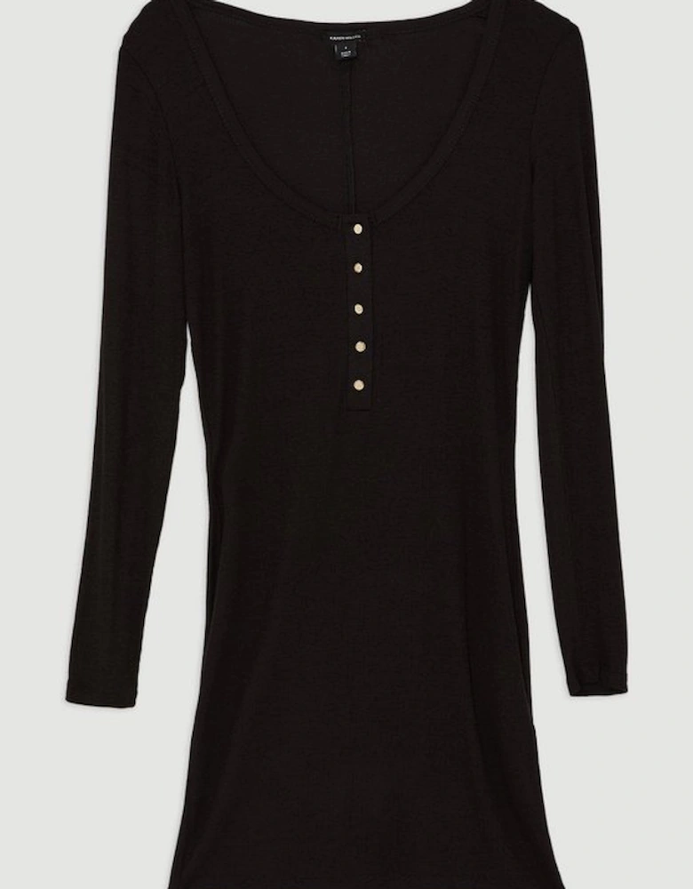 Lux Viscose Rib Jersey Scoop Neck Mini Dress