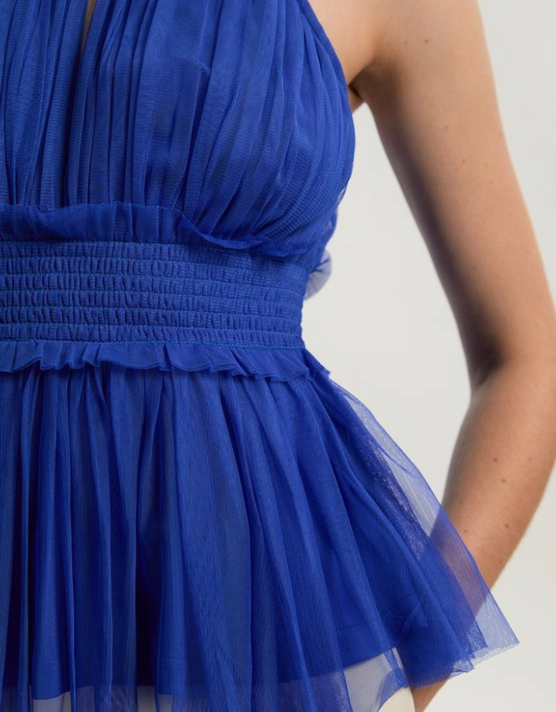 Tulle Layered Halter Neck Blouse