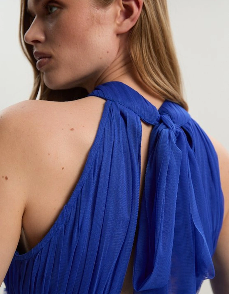 Tulle Layered Halter Neck Blouse