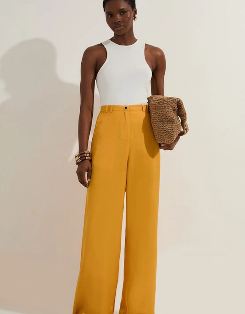 Premium Viscose Linen Woven Straight Leg Trouser