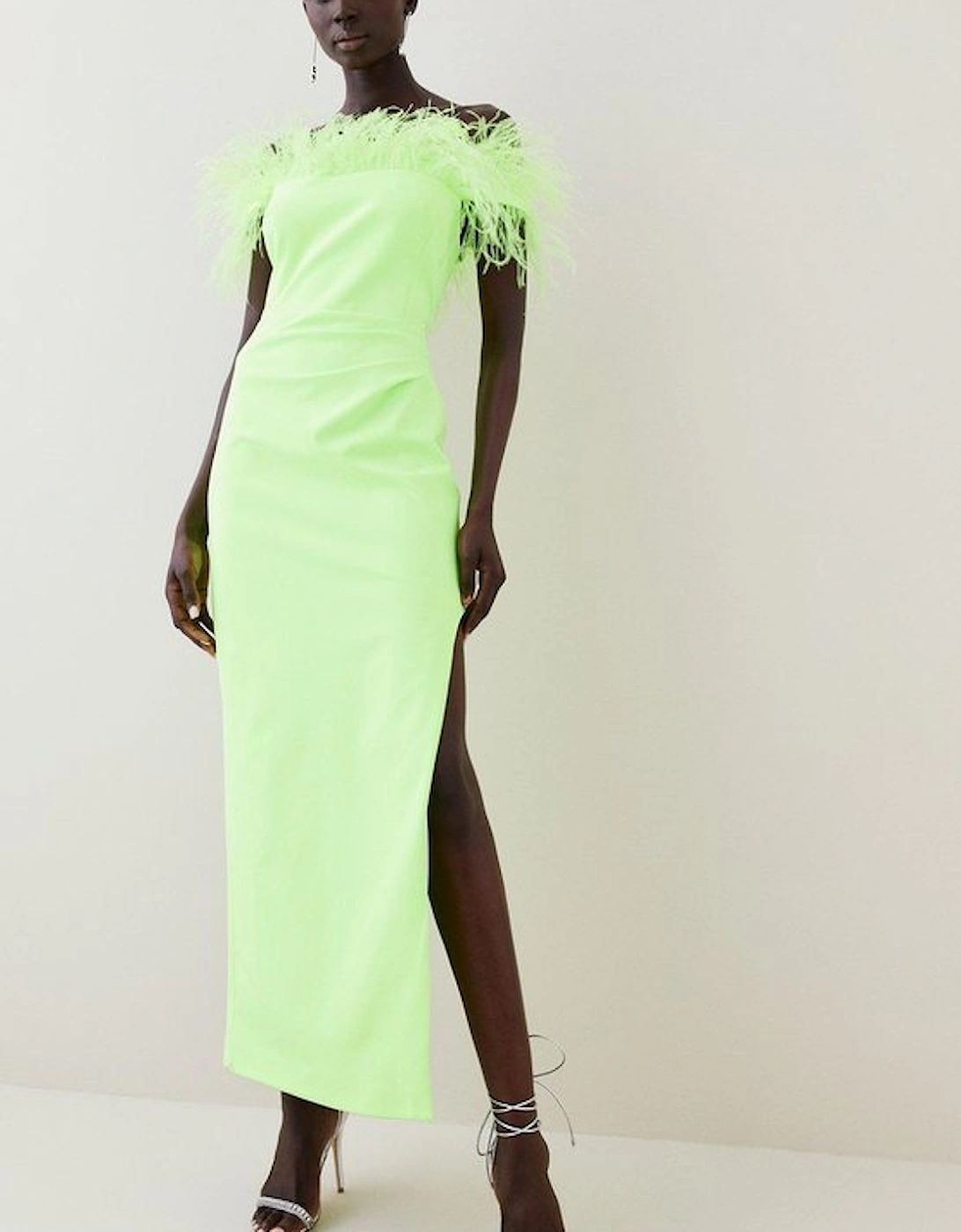 Feather Bardot Stretch Crepe Tailored Maxi Dress, 5 of 4