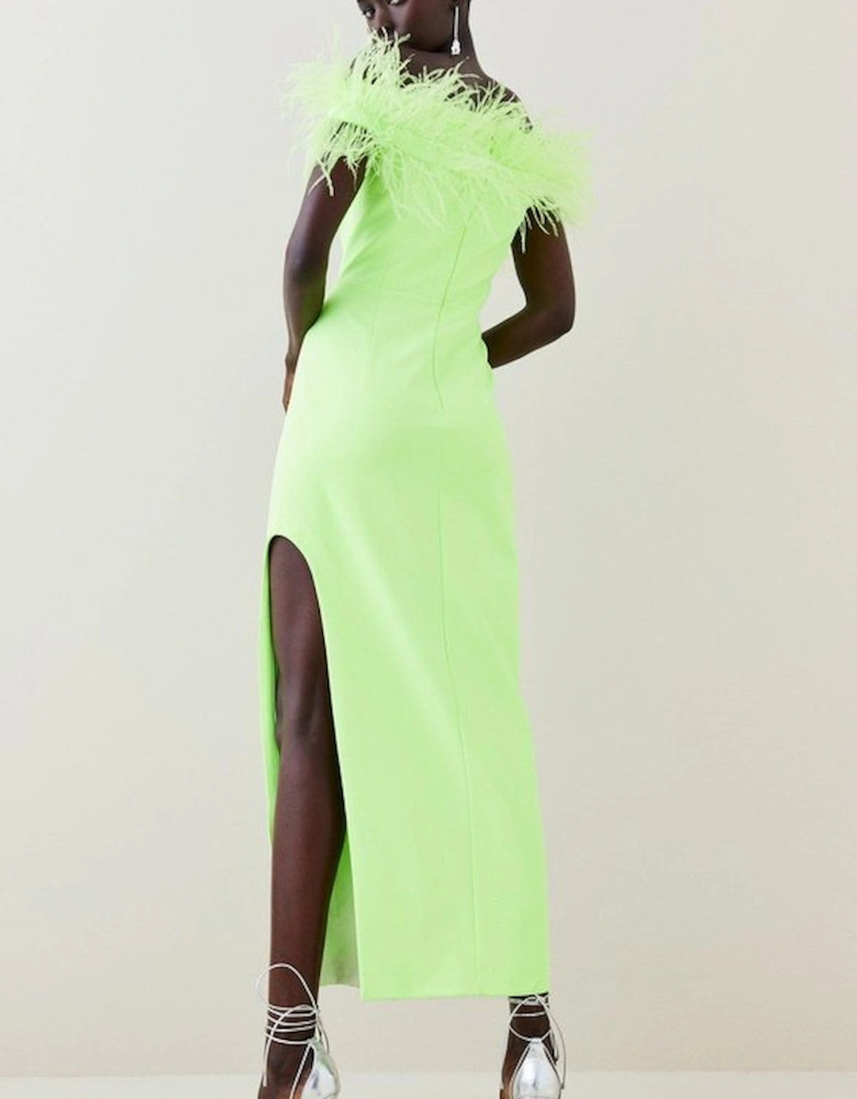 Feather Bardot Stretch Crepe Tailored Maxi Dress
