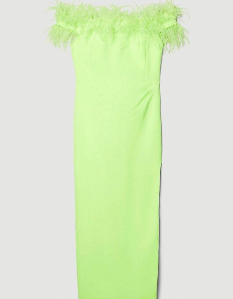 Feather Bardot Stretch Crepe Tailored Maxi Dress