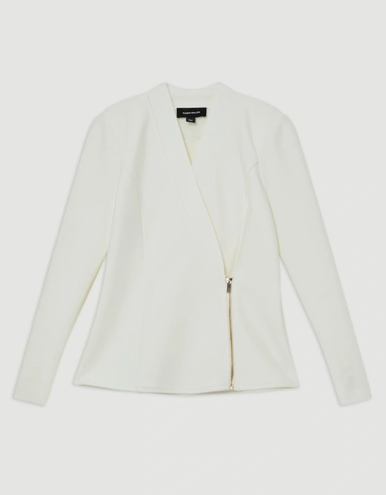 Plus Size Figure Form Bandage Knit Side Zip Longline Jacket