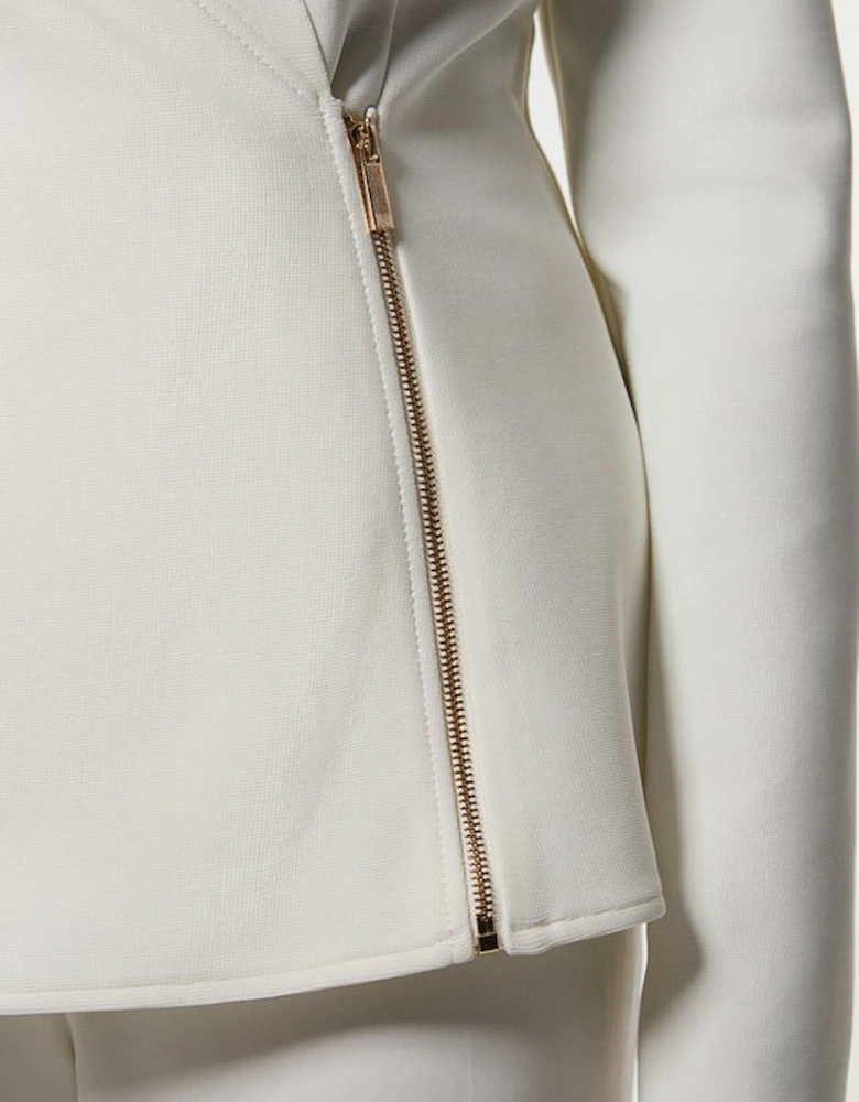Plus Size Figure Form Bandage Knit Side Zip Longline Jacket