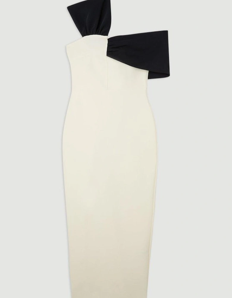 Figure Form Bandage Asymmetric Strap Knit Midi Dress