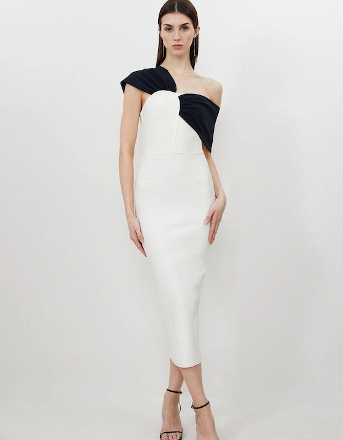 Figure Form Bandage Asymmetric Strap Knit Midi Dress, 5 of 4