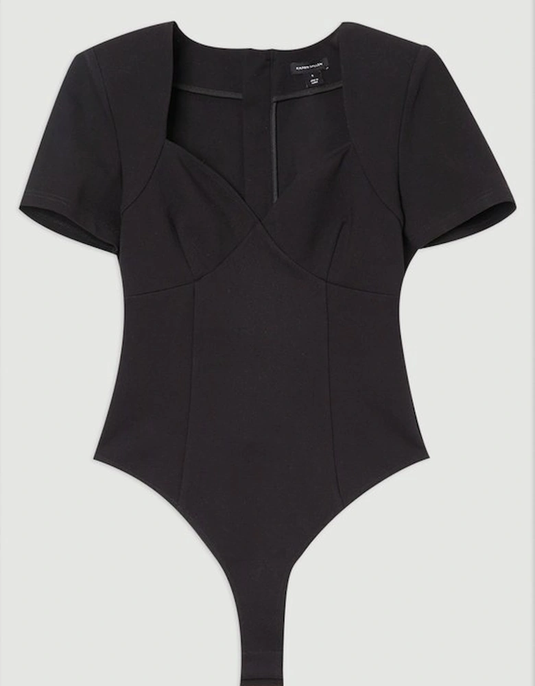 Plus Size Ponte Short Sleeve Sweetheart Neckline Bodysuit