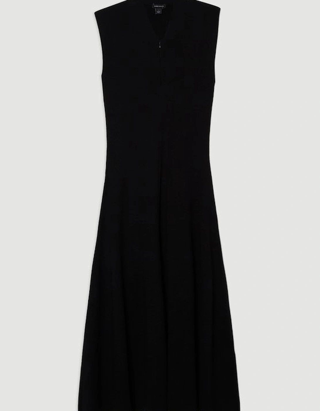 Viscose Blend Zip Front Sleeveless Knitted Midi Dress