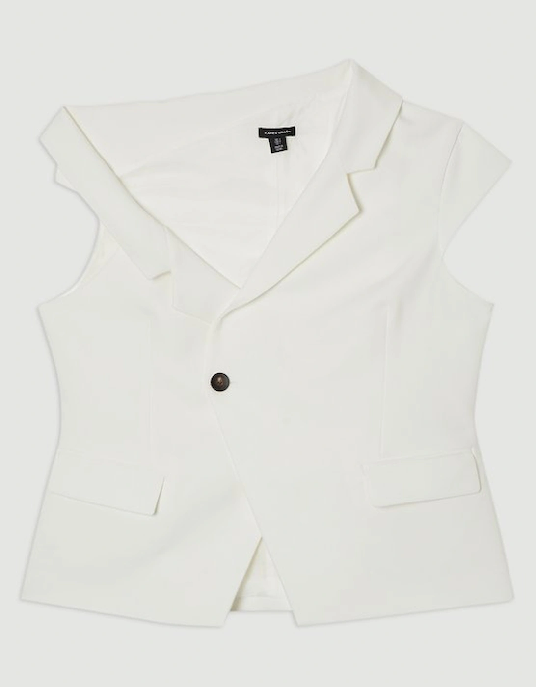 Clean Tailored Asymmetric Collar Belted Tailored Top