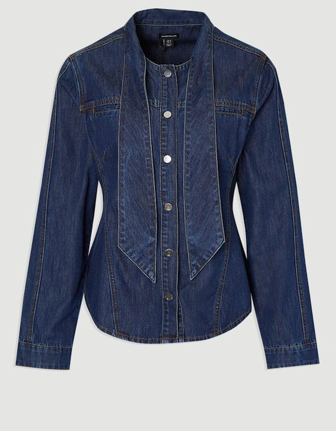 Denim Pussy Bow Blouse