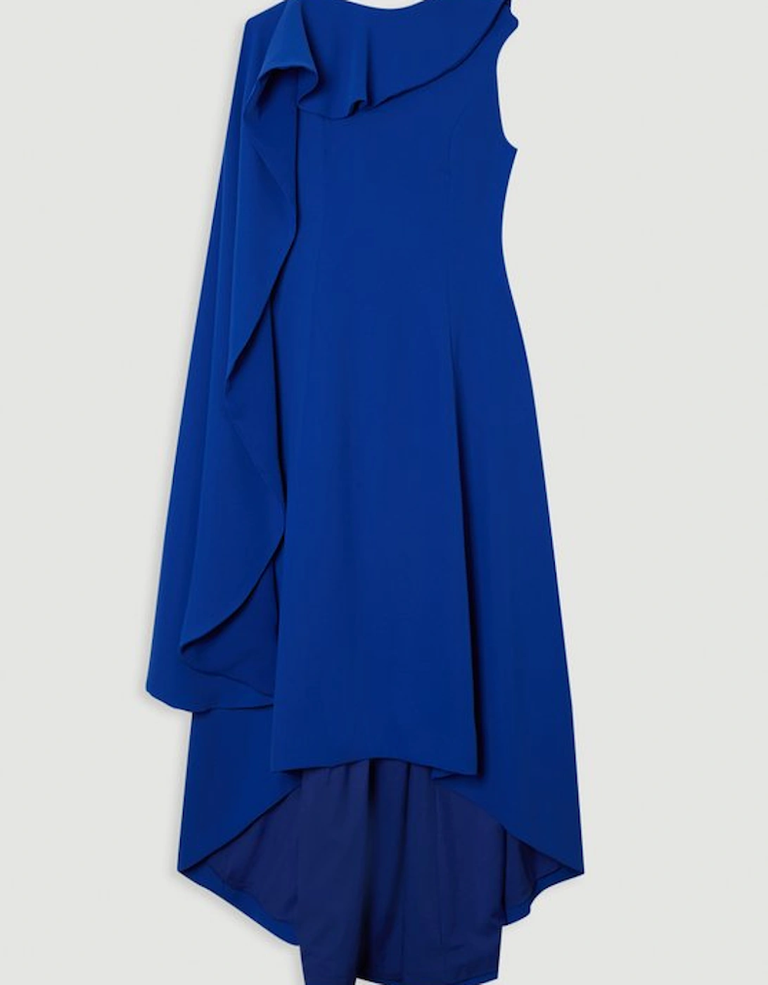 Soft Tailored Colour Block Cape Detail Full Skirted Maxi Dress