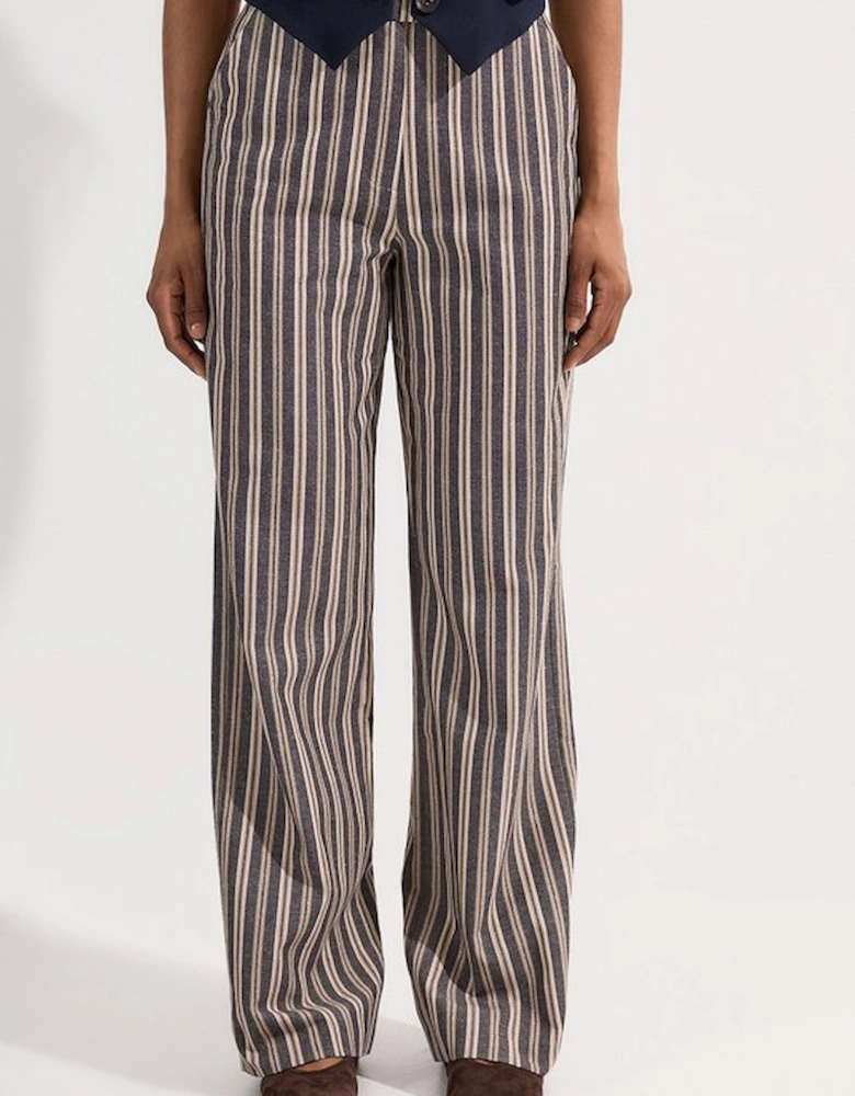 Linen Sparkle Stripe Tailored Wide Leg Tailored Trouser