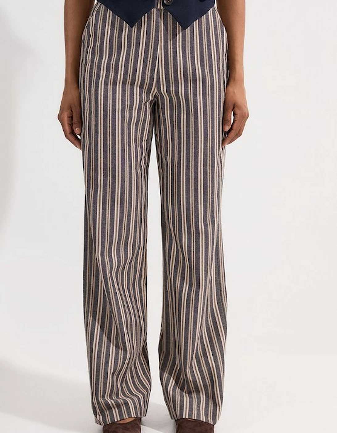 Linen Sparkle Stripe Tailored Wide Leg Tailored Trouser