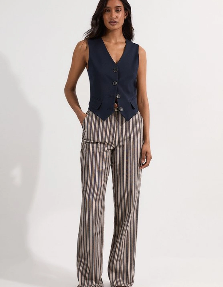 Linen Sparkle Stripe Tailored Wide Leg Tailored Trouser