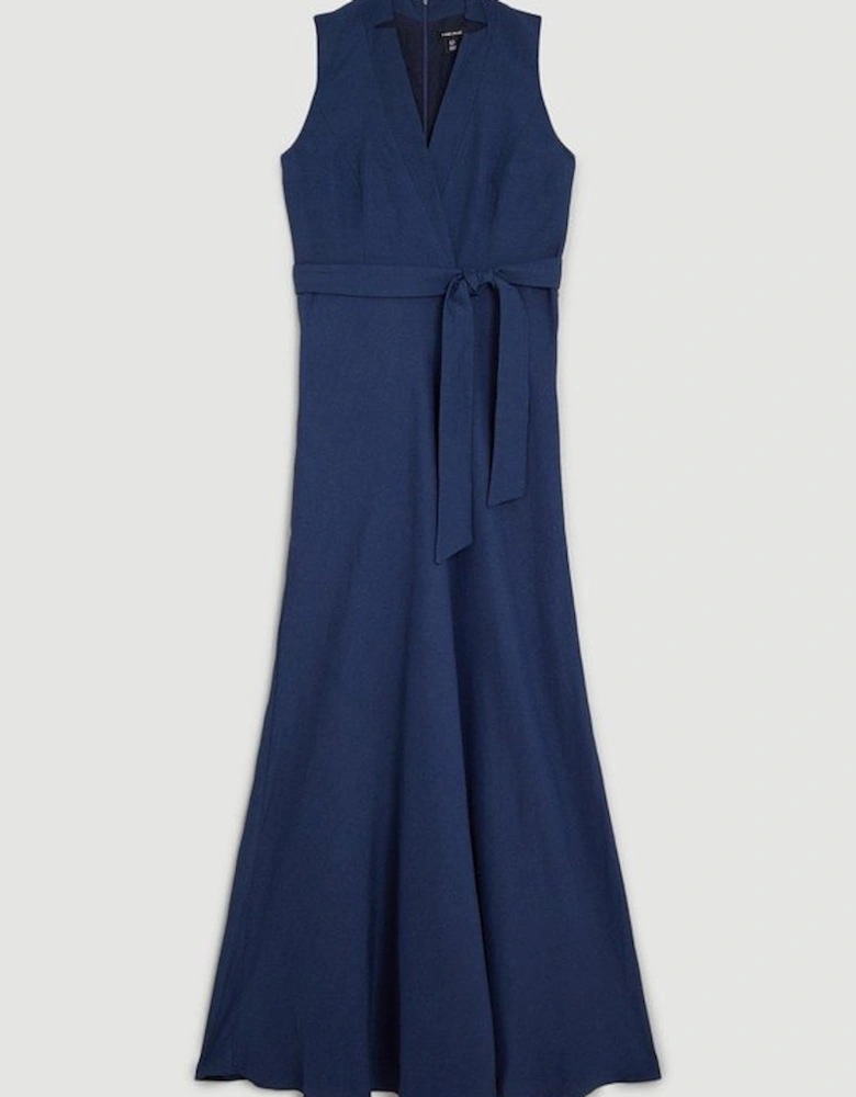 Lydia Millen Linen Wrap Tie Waisted Maxi Dress