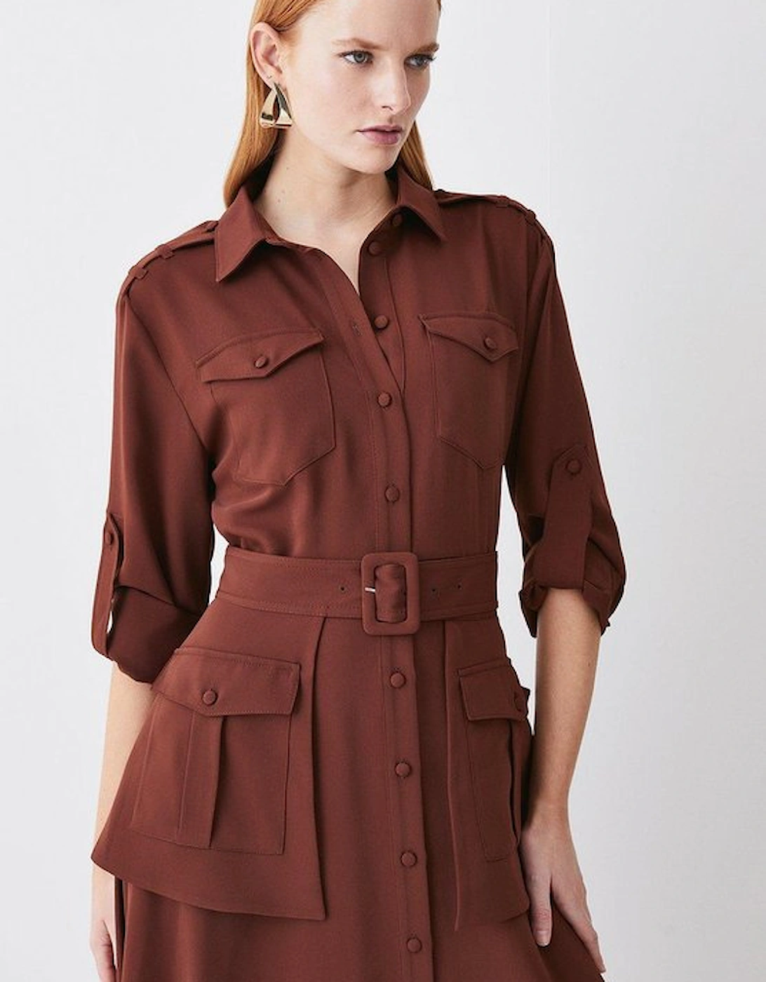 Lydia Millen Soft Tailored Belted Maxi Shirt Dress