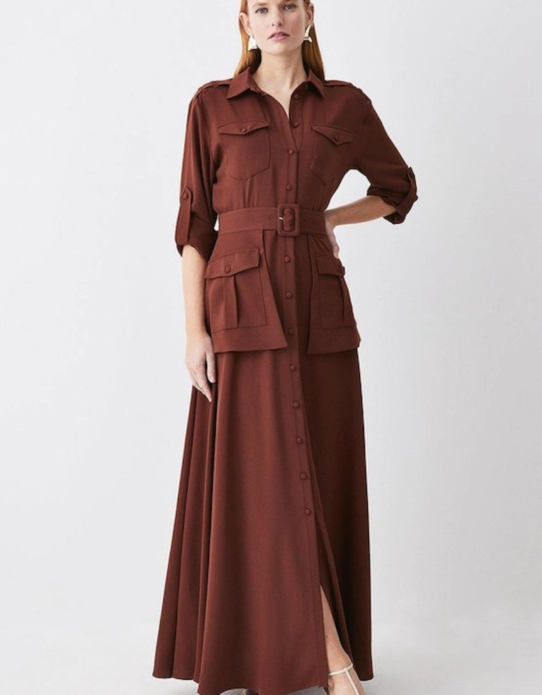 Lydia Millen Soft Tailored Belted Maxi Shirt Dress