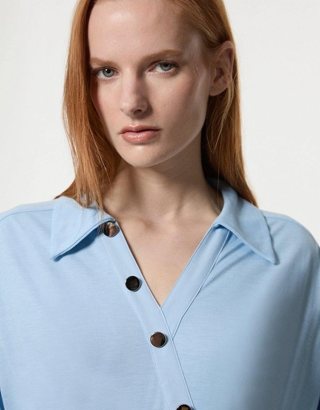 Jersey And Georgette Mix Belted Pleat Mini Dress