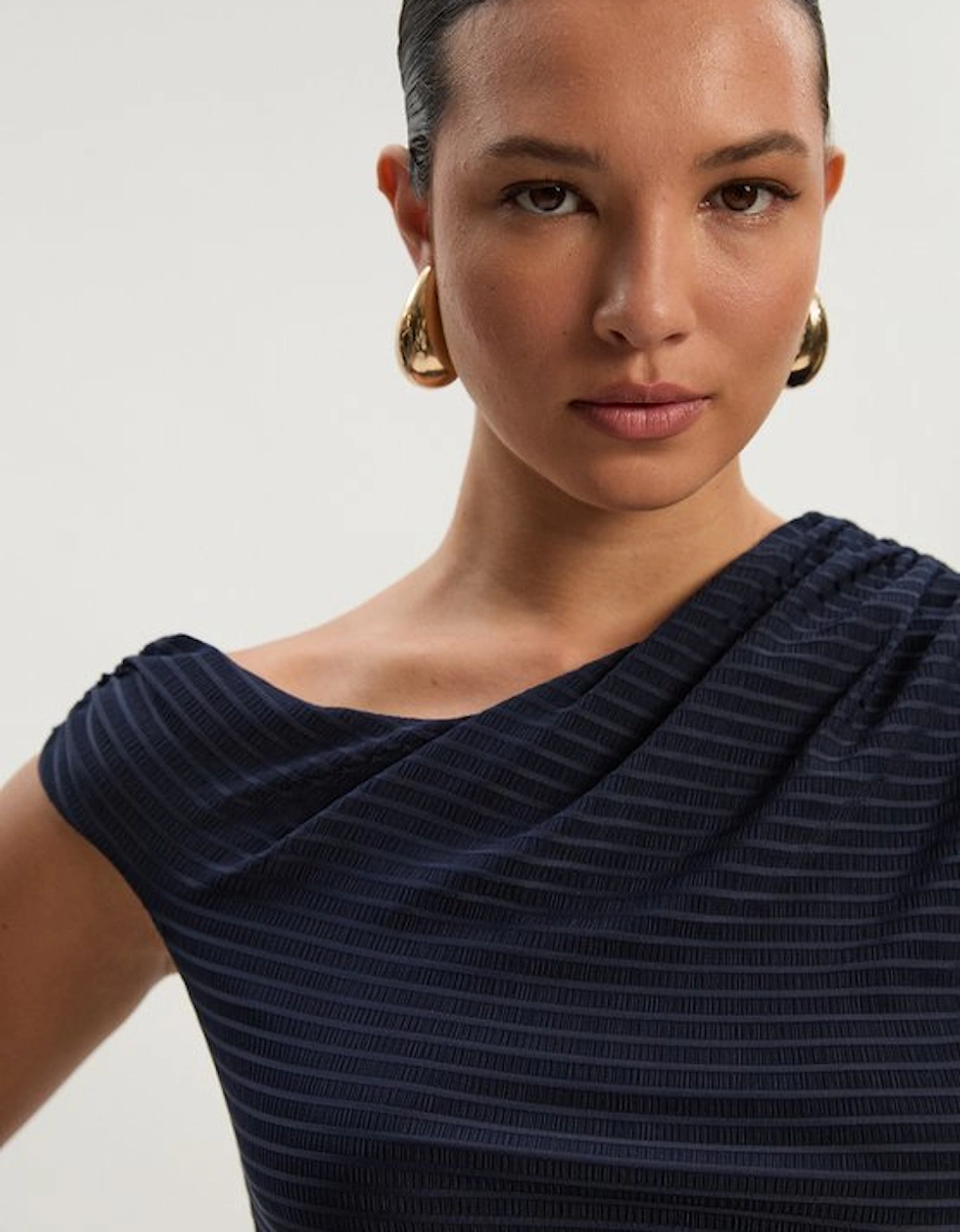 Textured Ruched Jersey Midi Dress