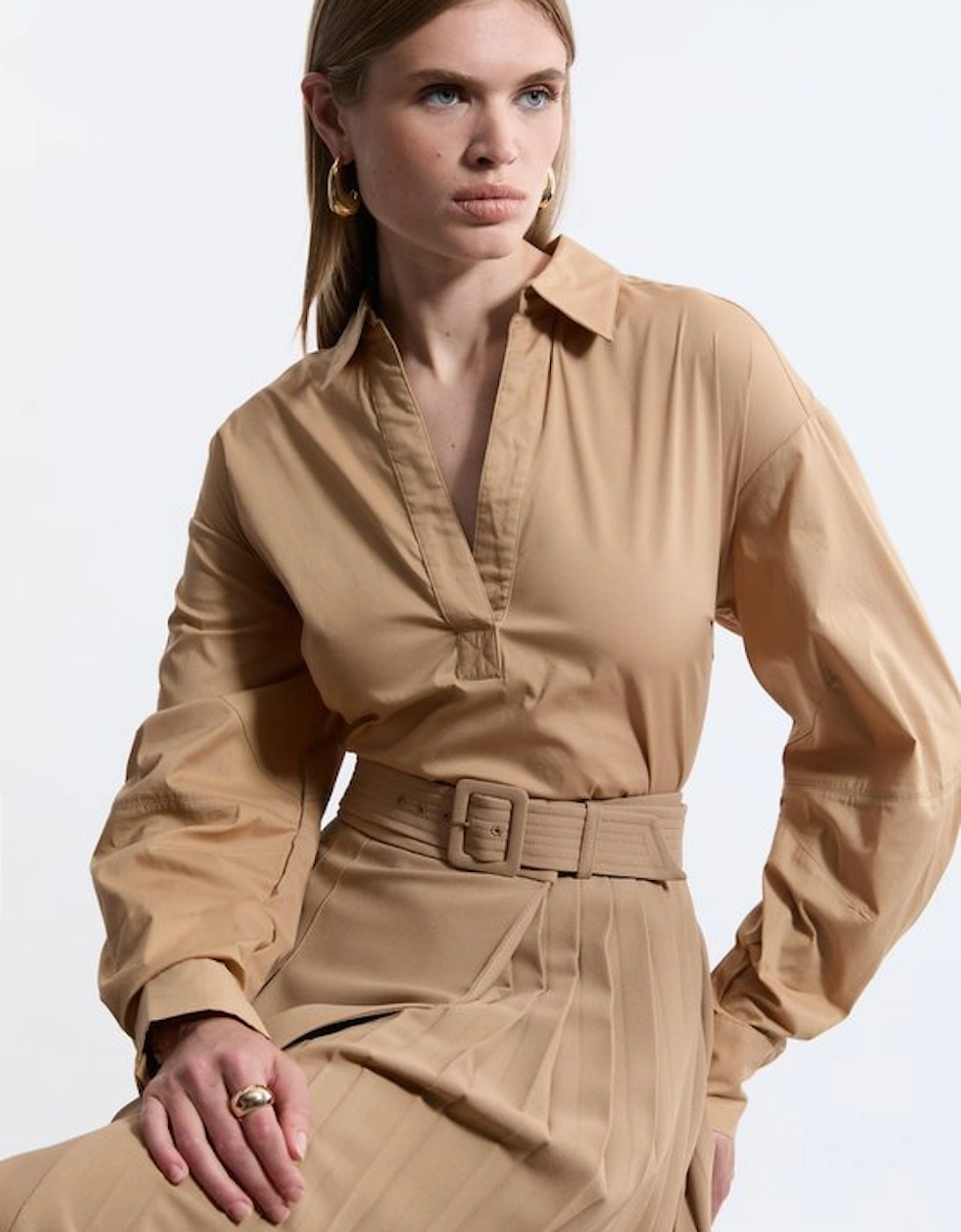 Tailored Cotton Open Neck Shirt