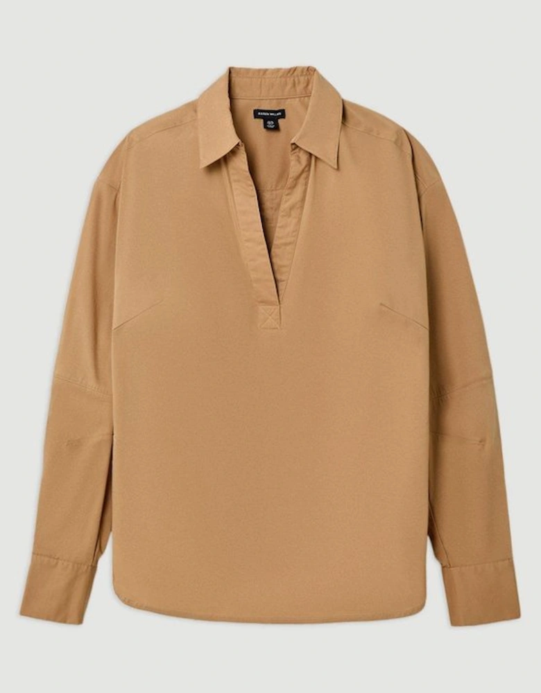 Tailored Cotton Open Neck Shirt