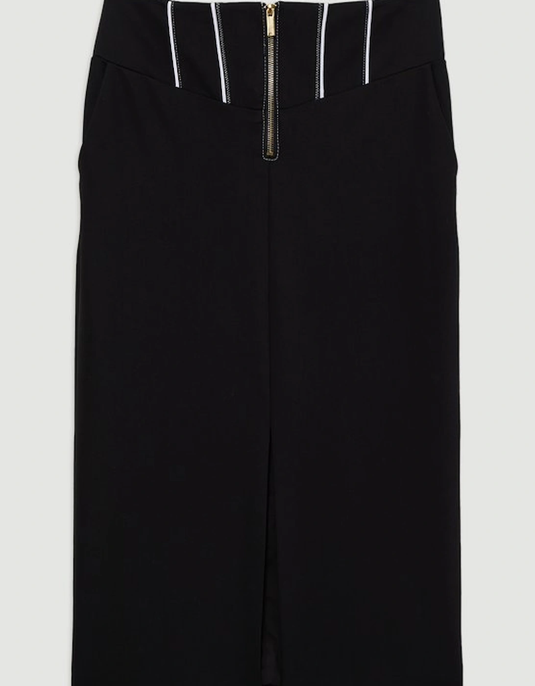Tailored Contrast Tipped Stitch Detail Midi Skirt