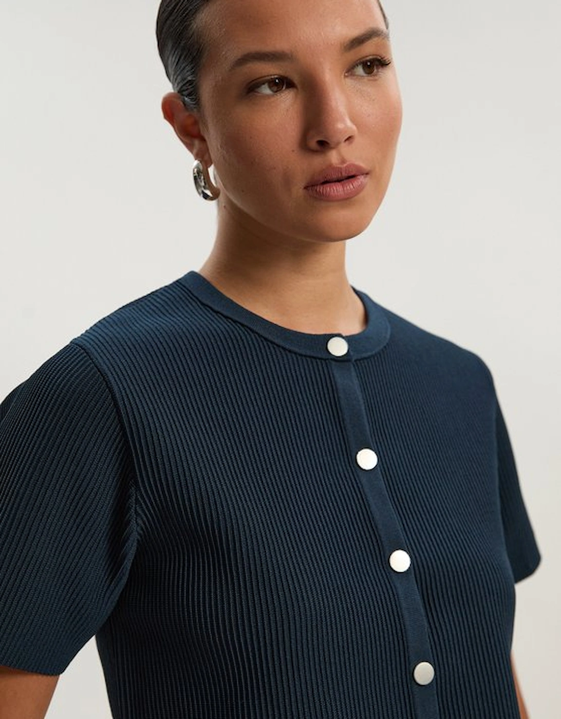 Ottoman Stitch Short Sleeve Knitted Cardi