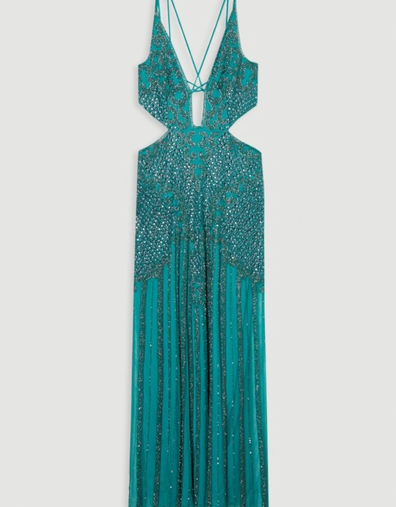 Premium Crystal Embellished Strappy Maxi Dress
