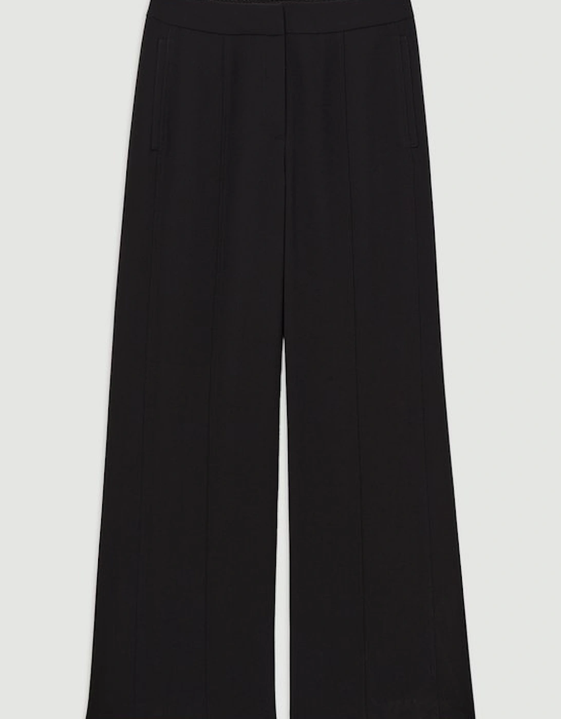 Tailored Crepe Seam Detail Straight Leg Trousers
