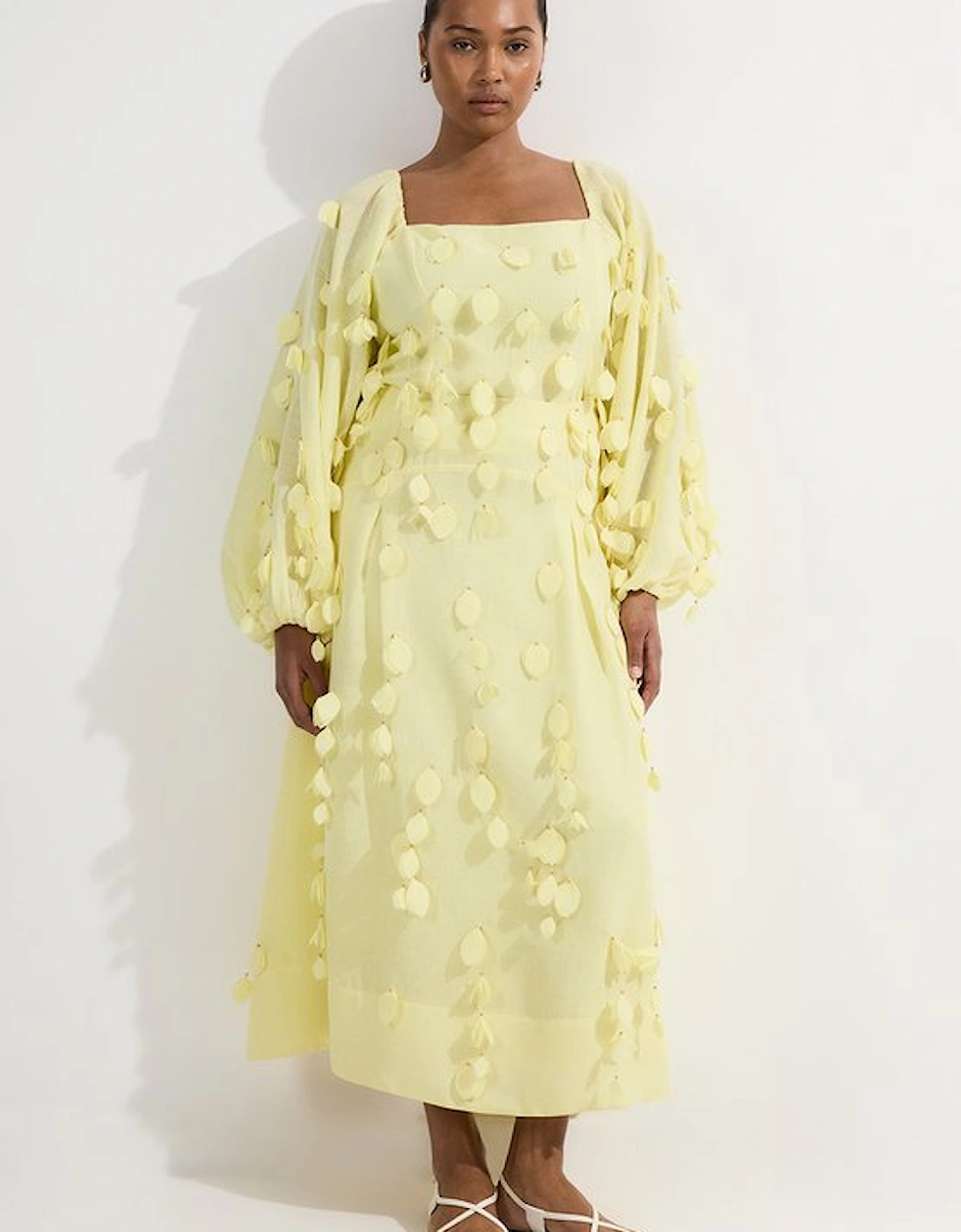 Plus Size Applique Woven Maxi Skirt