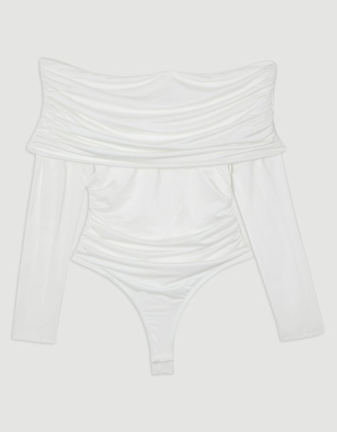 Drapey Slinky Jersey Bardot Long Sleeve Bodysuit